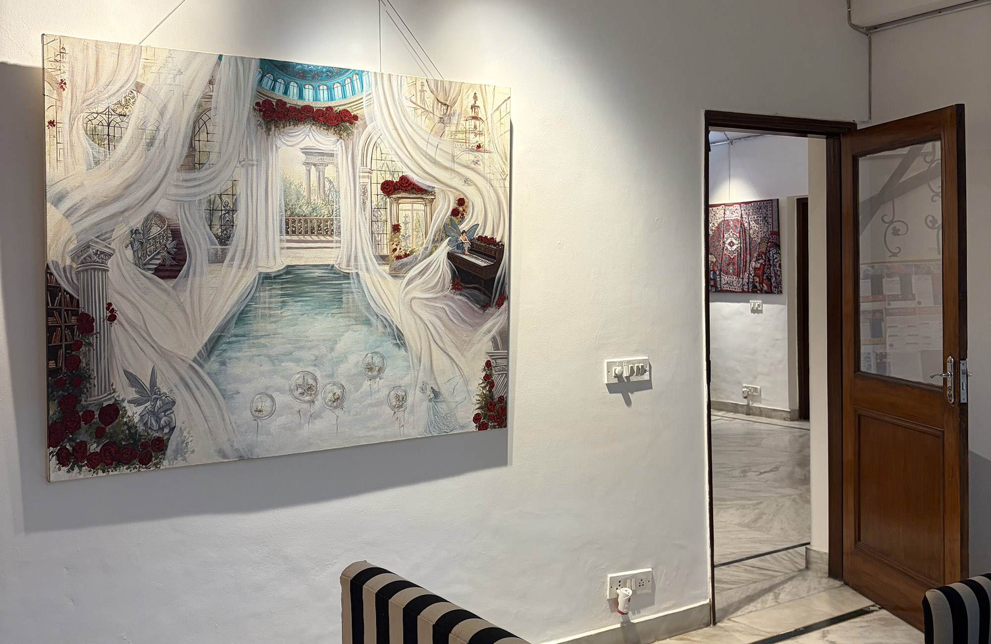 Contemporary art gallery interior at The Art Hub in South Ext, New Delhi